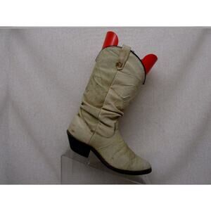 Dingo Womens Beige Leather Slouch Cowboy Western Boots Size 5 M Style 17313
